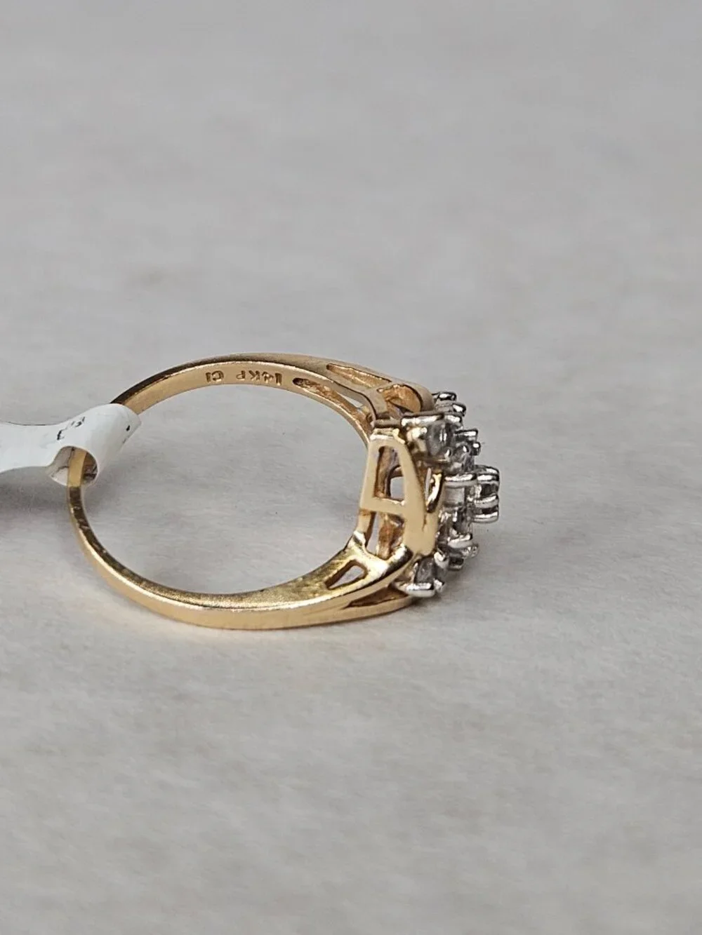 14K Yellow Gold Diamond Cocktail Bypass Flower Cluster Ring .30TCW Size 6.5